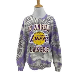 Los Angeles Lakers Sweatshirt Womens M Medium NBA Tie Dye Swirl Hybrid Apparel